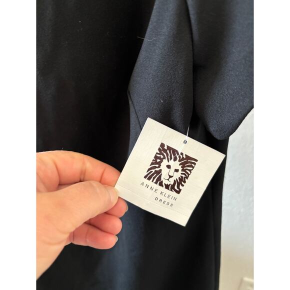 Anne Klein Black Shift Dress Womens Size 6 Scalloped Edges New - Picture 2 of 4